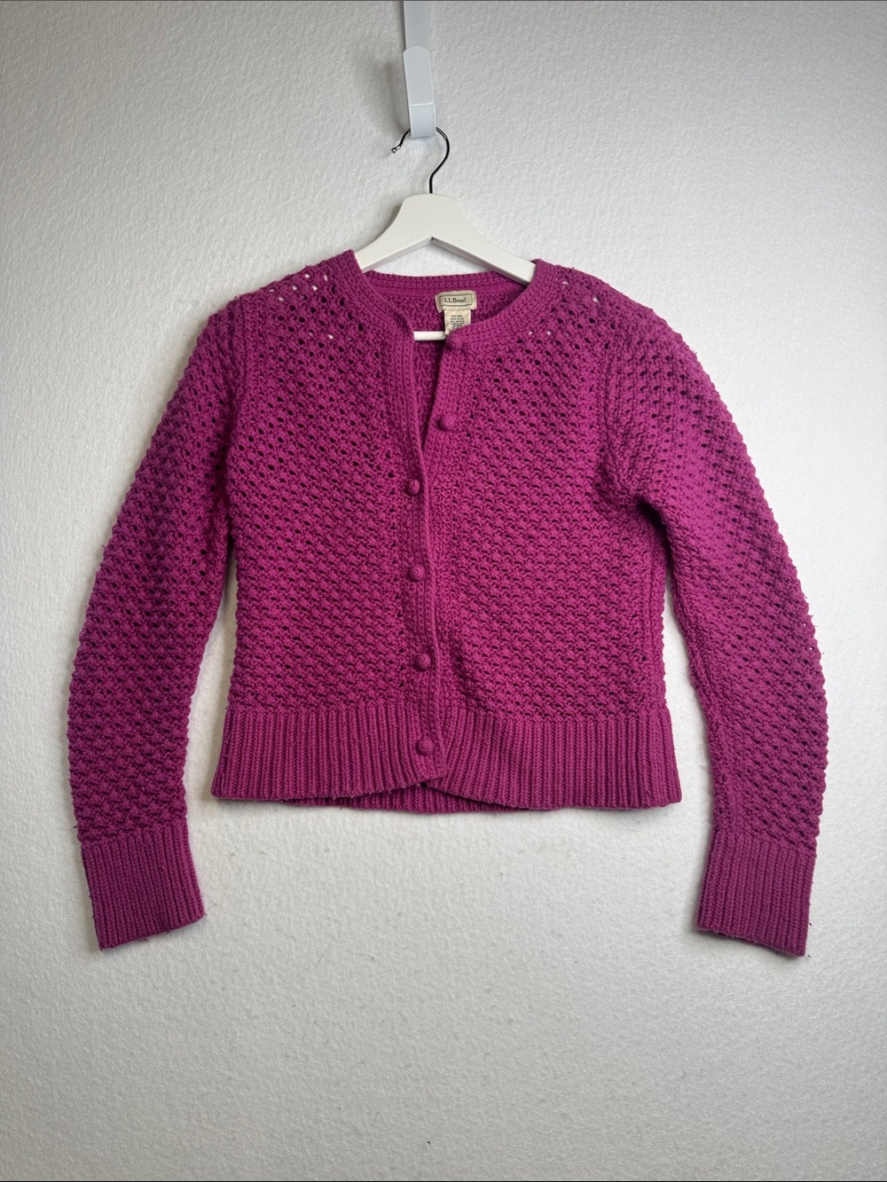 LL Bean magenta button down cardigan, Size S-Reg